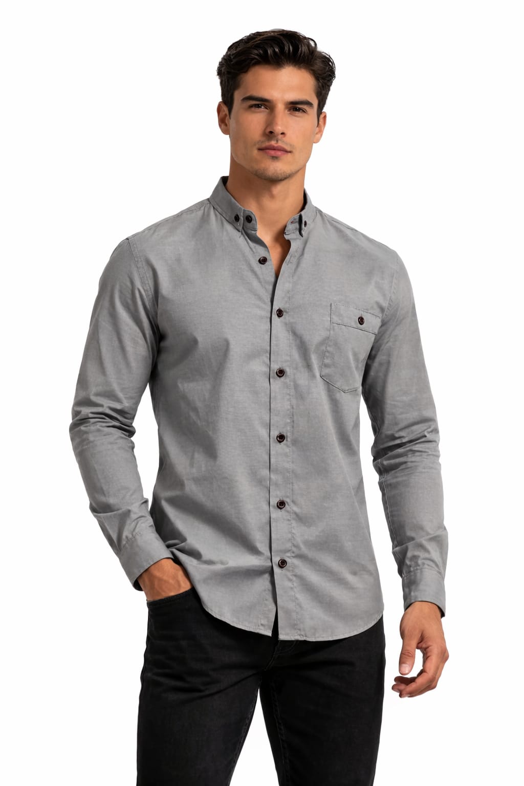 Camisa Con Cuello Americano con Botón