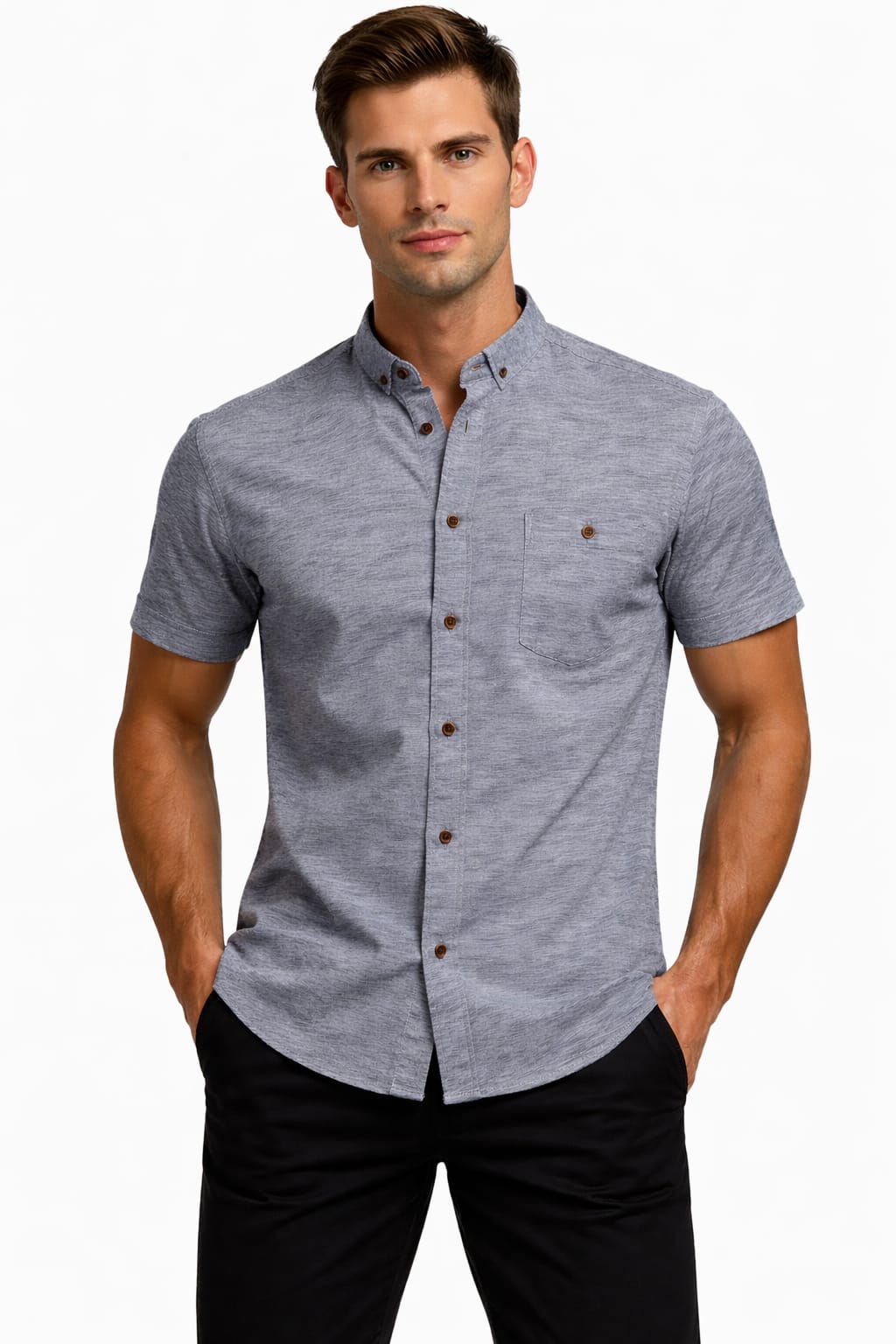 Camisa Con Cuello Americano con Botón